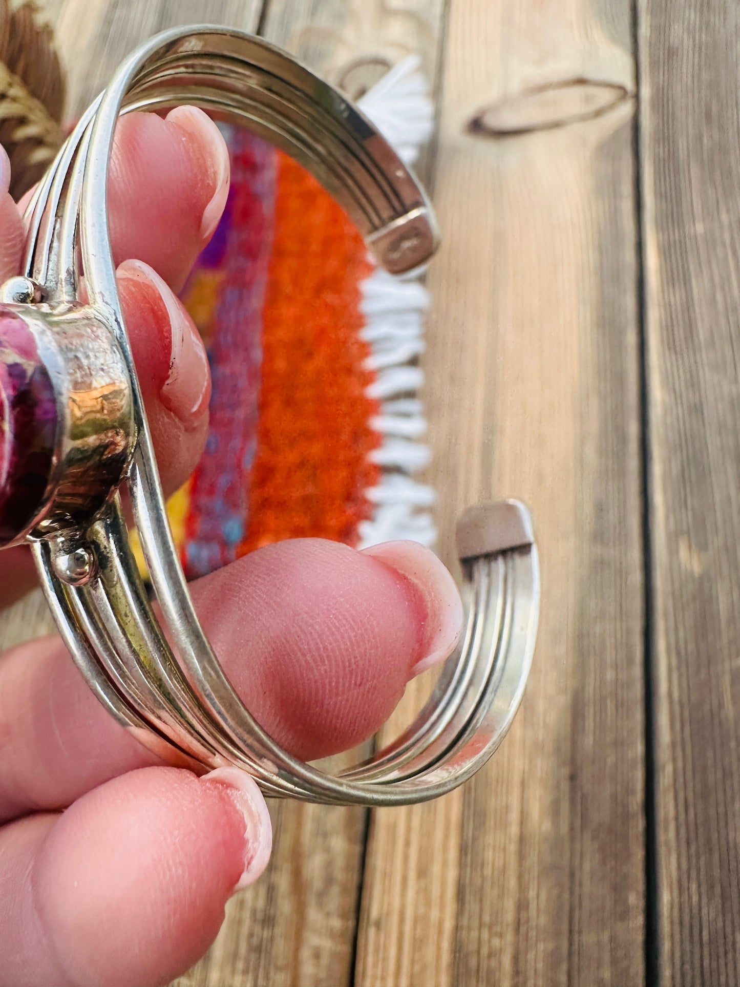 Handcrafted Pink Dream Mojave & Sterling Silver Cuff Bracelet