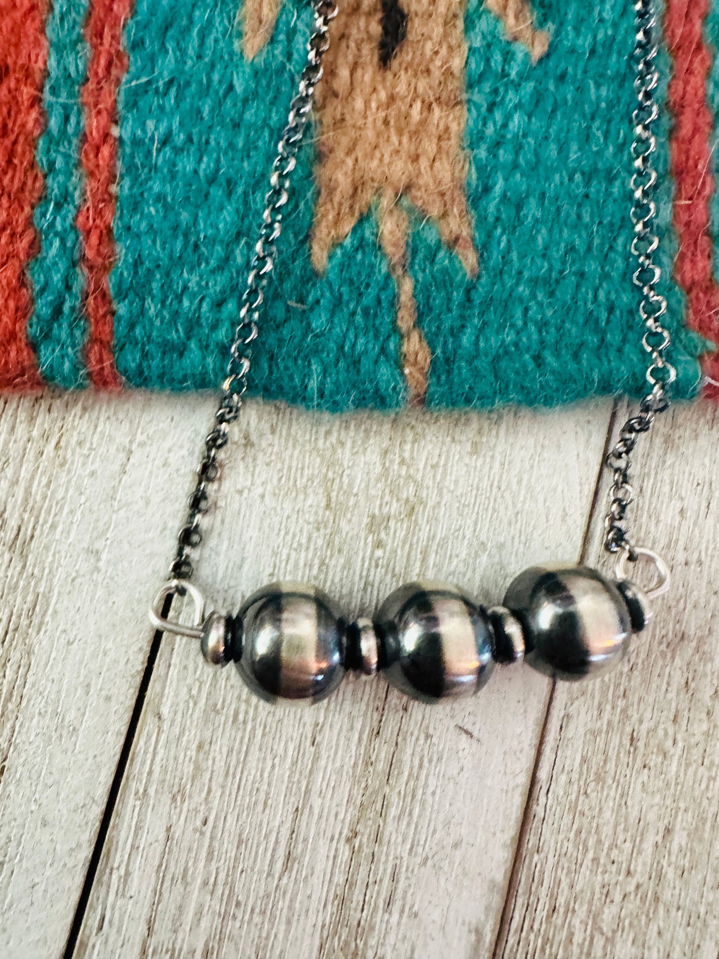 Handcrafted Sterling Silver Pearl Beaded Chain Necklace