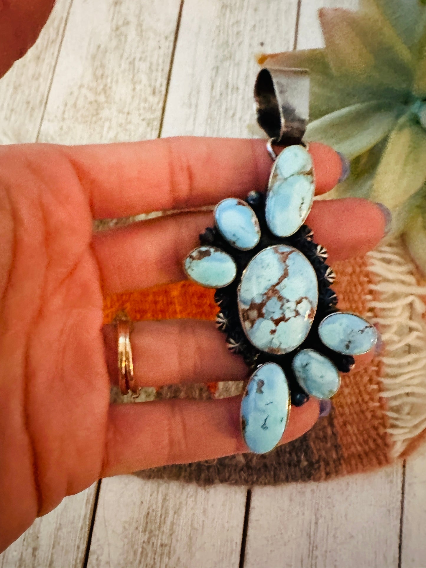 Handcrafted Golden Hills Turquoise & Sterling Silver Pendant by Paul Livingston