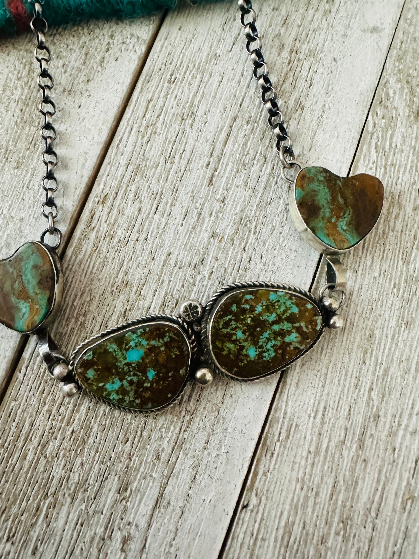 Handcrafted Sterling Silver & Royston Turquoise Heart Necklace by Jacqueline Silver