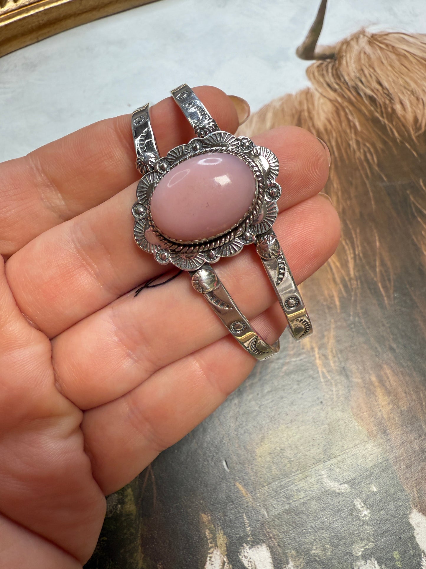 Beautiful Handmade Sterling Silver Pink Conch Cuff