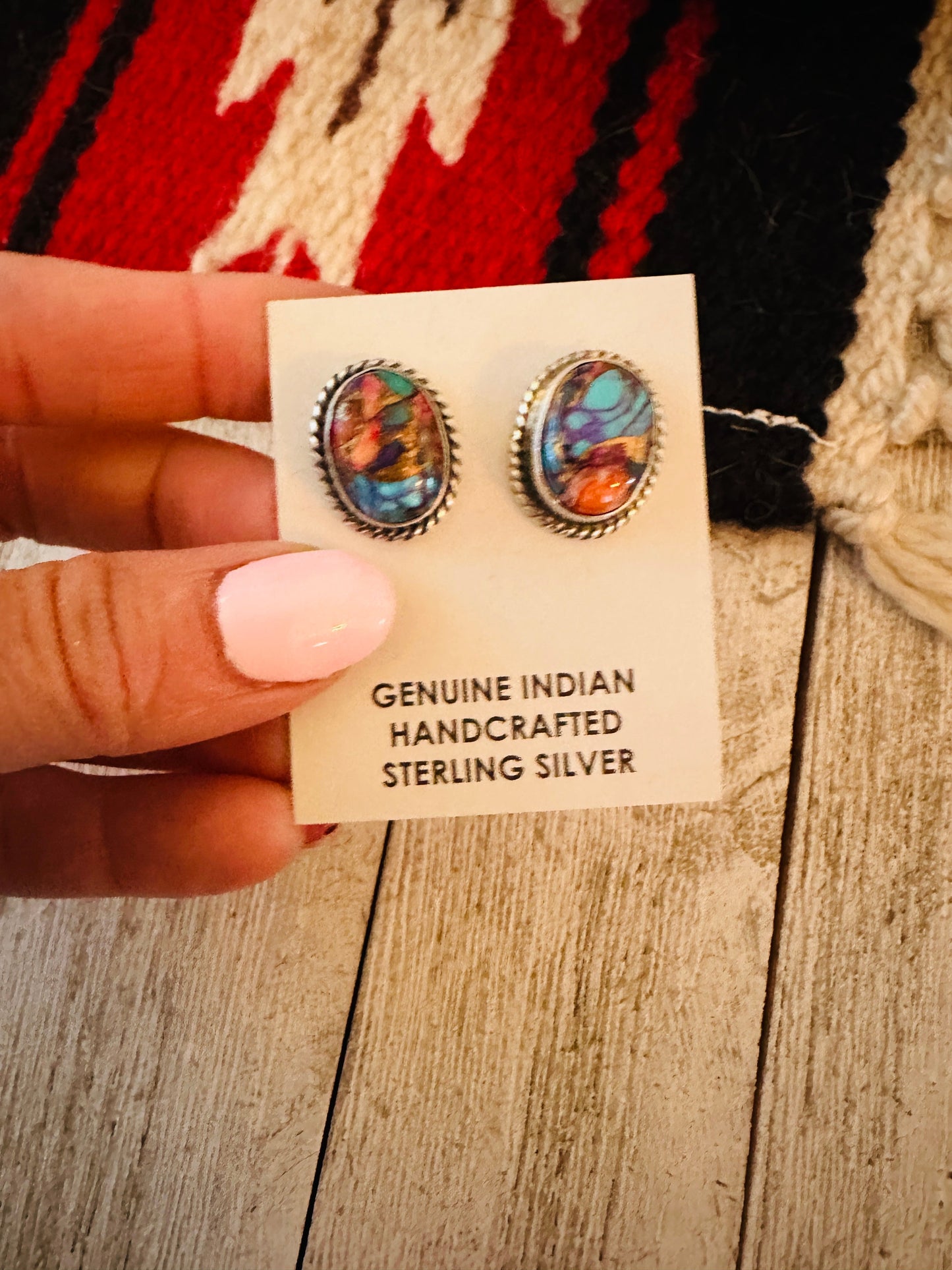 Handcrafted Sterling Silver & Pink Dream Mojave Stud Earrings