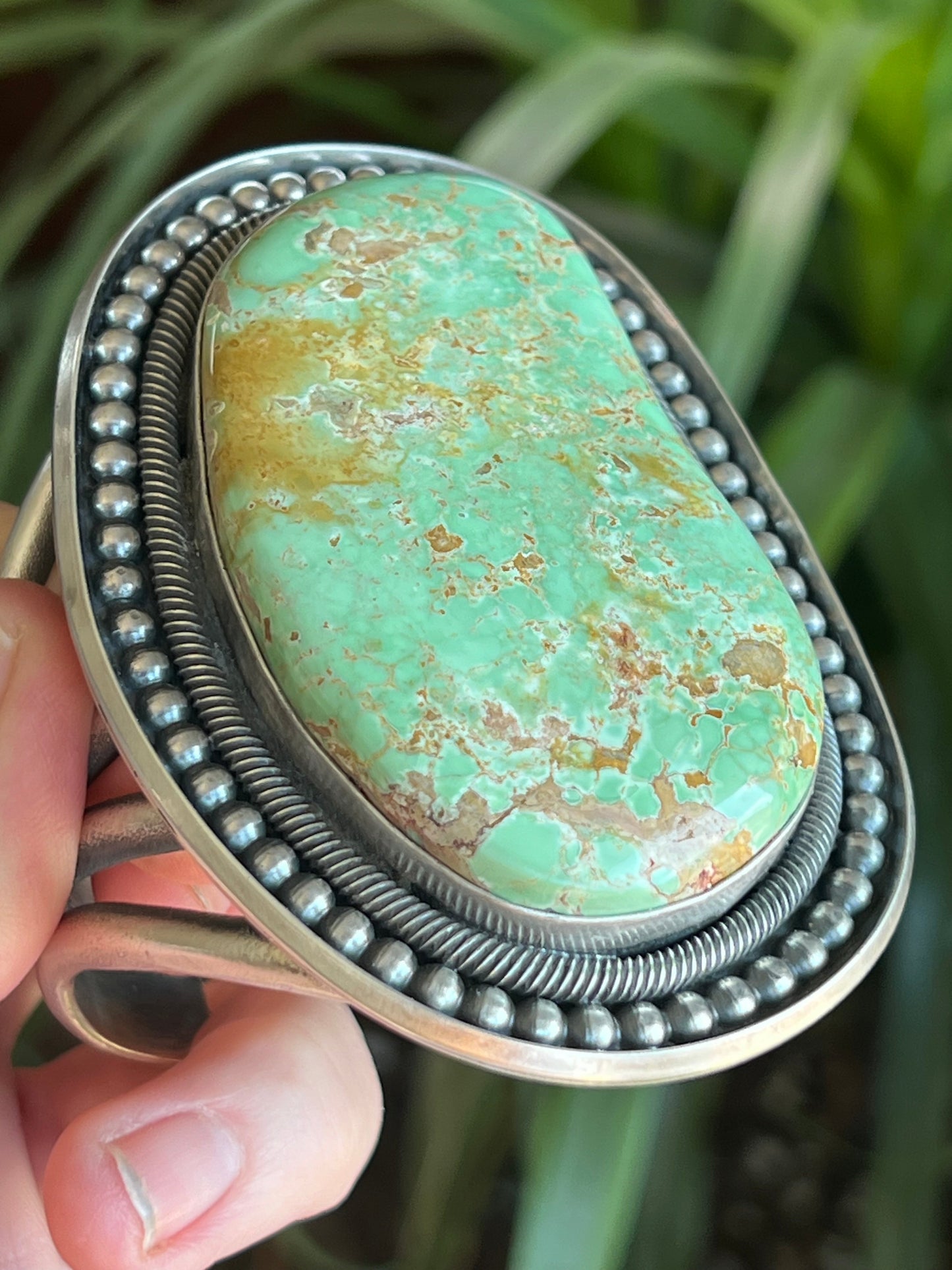 Old Pawn Sterling Silver & Royston Turquoise Cuff Bracelet by Readda Begay /