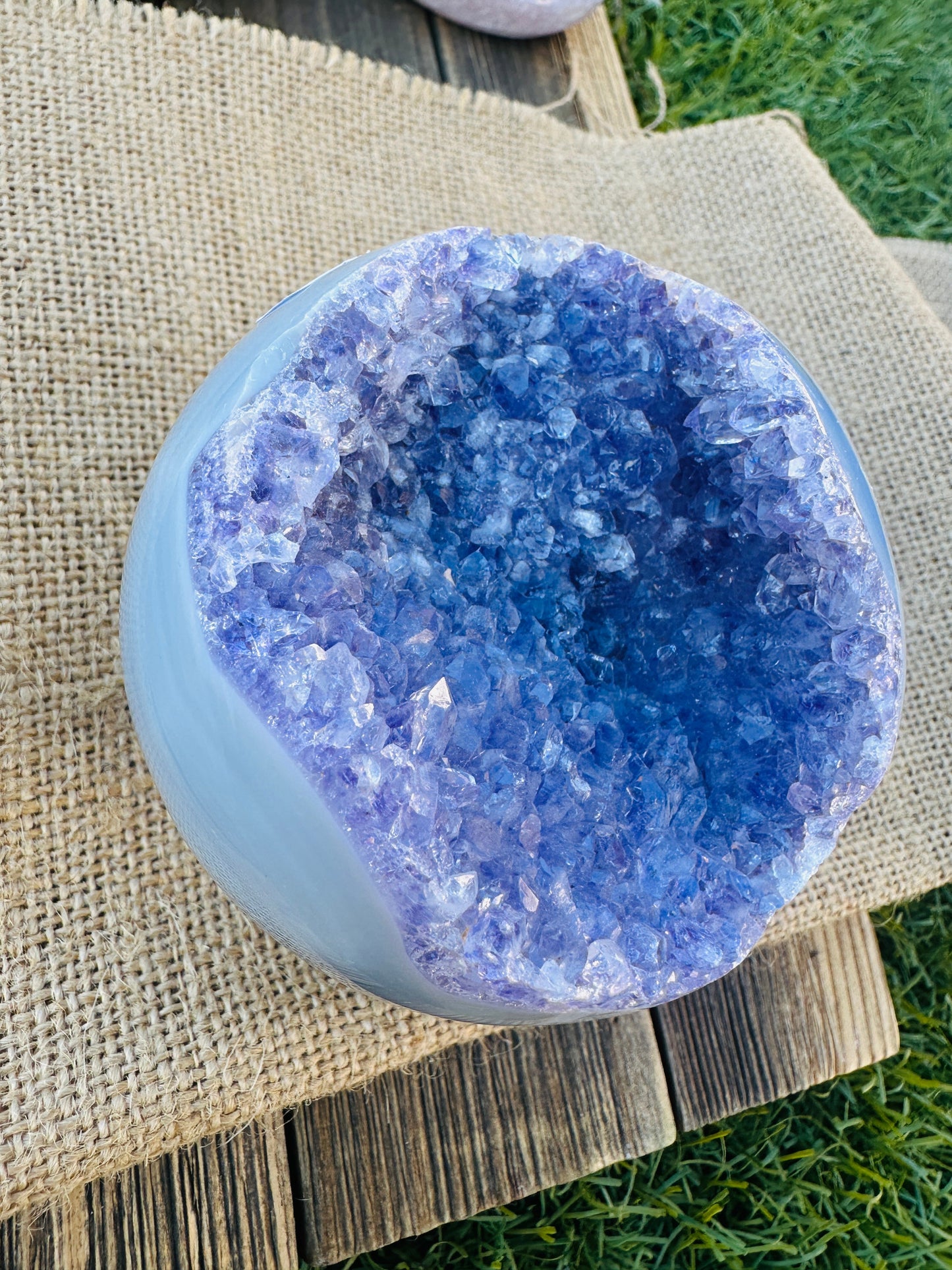 Nizhoni Crystals ✨  Purple Amethyst Geode Sphere