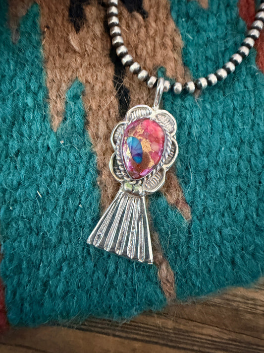 Handcrafted Sterling Silver & Pink Dream Mojave Blossom Pendant by Joseph Martinez