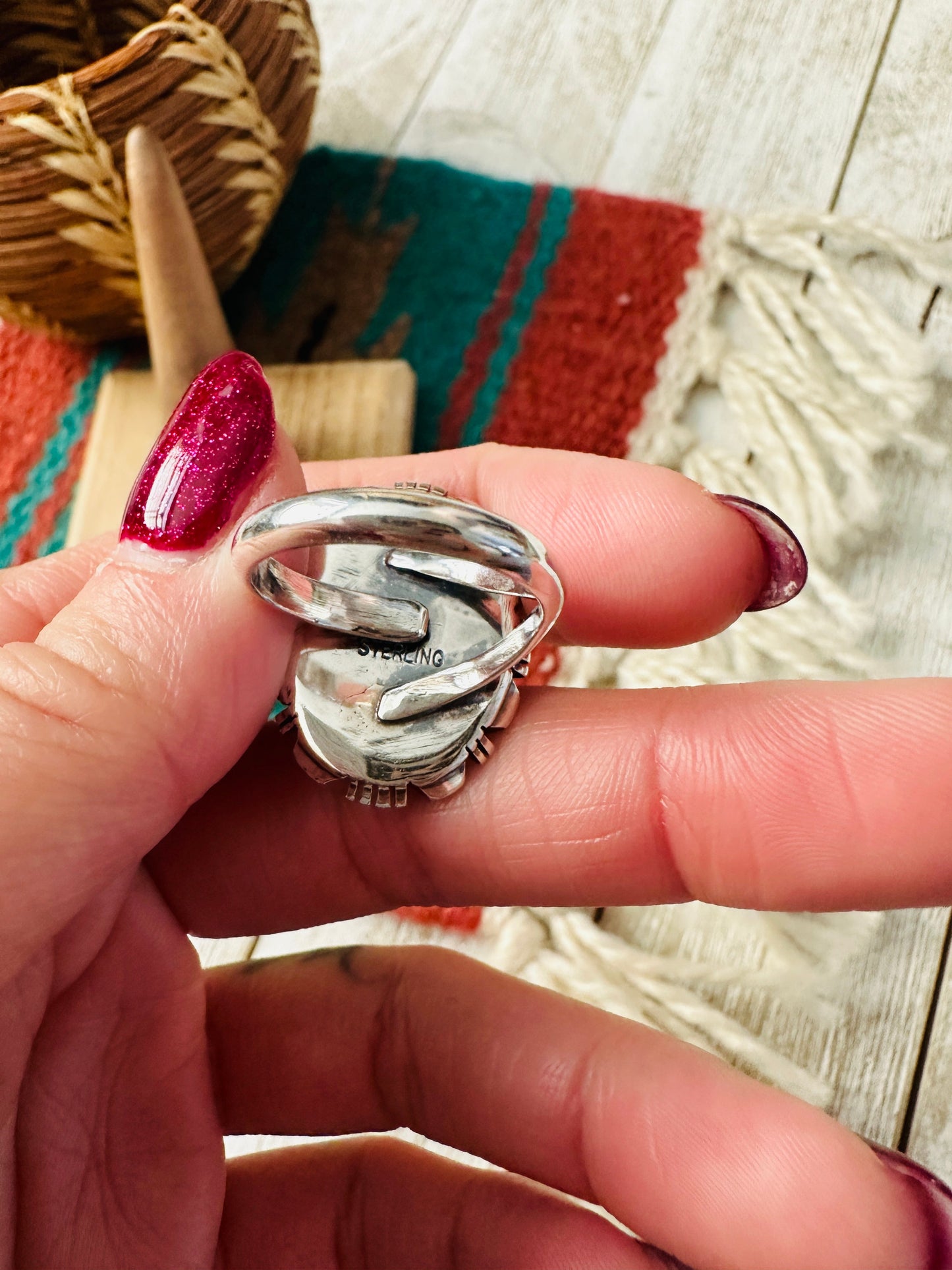 Handcrafted Sterling Silver & Pink Dream Mojave Adjustable Ring