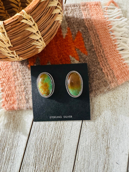 Handcrafted Sterling Silver & Royston Turquoise Post Earrings