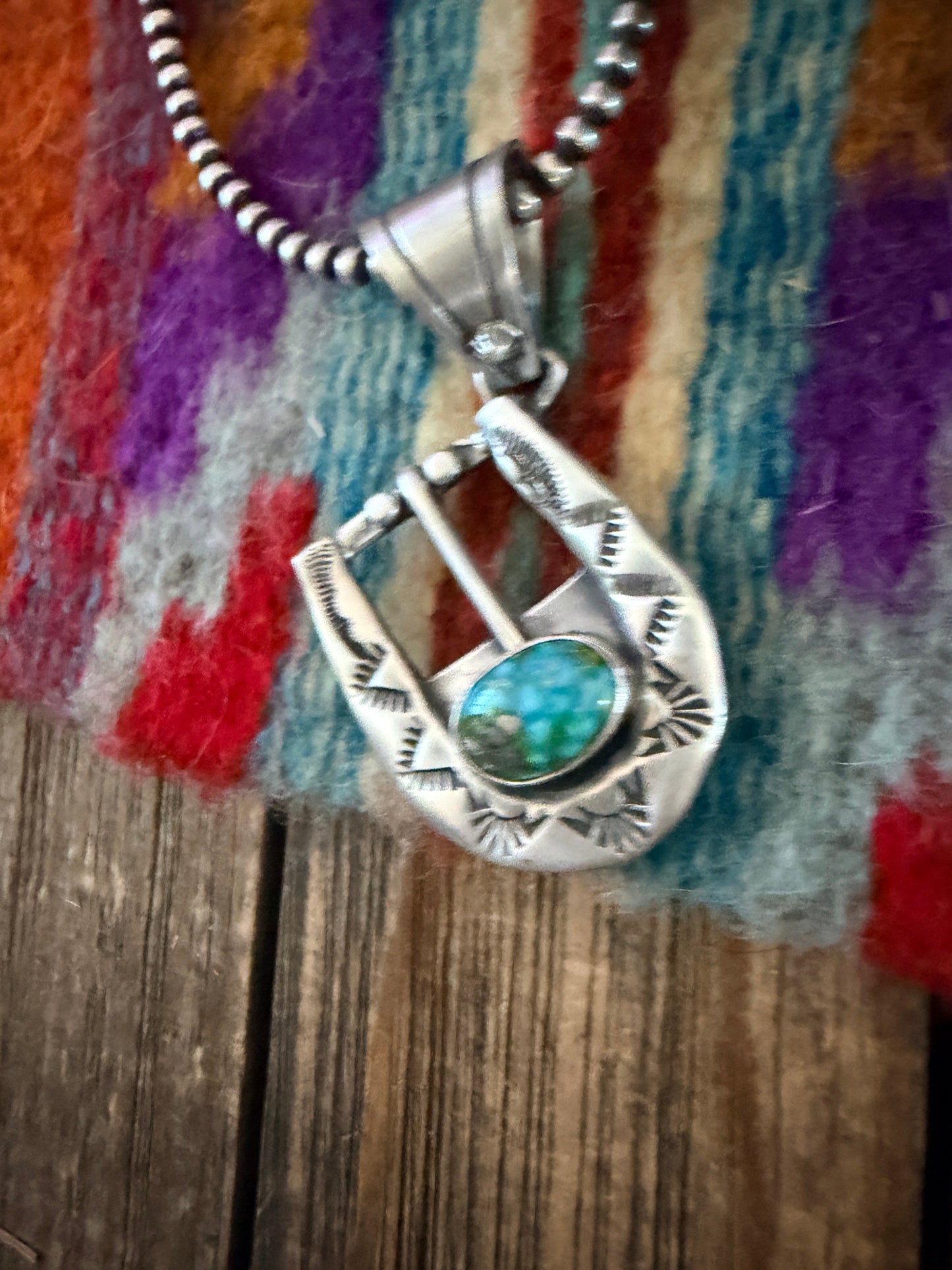 Handcrafted Sterling Silver & Turquoise Belt Buckle Pendant by Leroy James