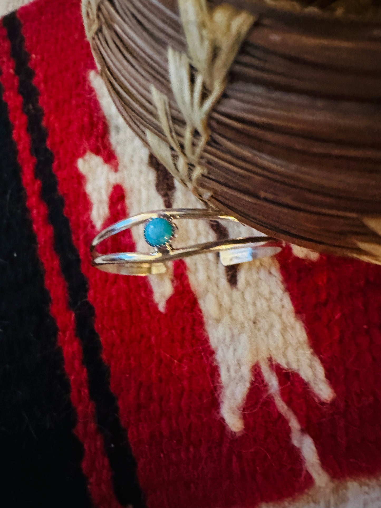 Handcrafted Sterling Silver & Turquoise Baby Cuff Bracelet /