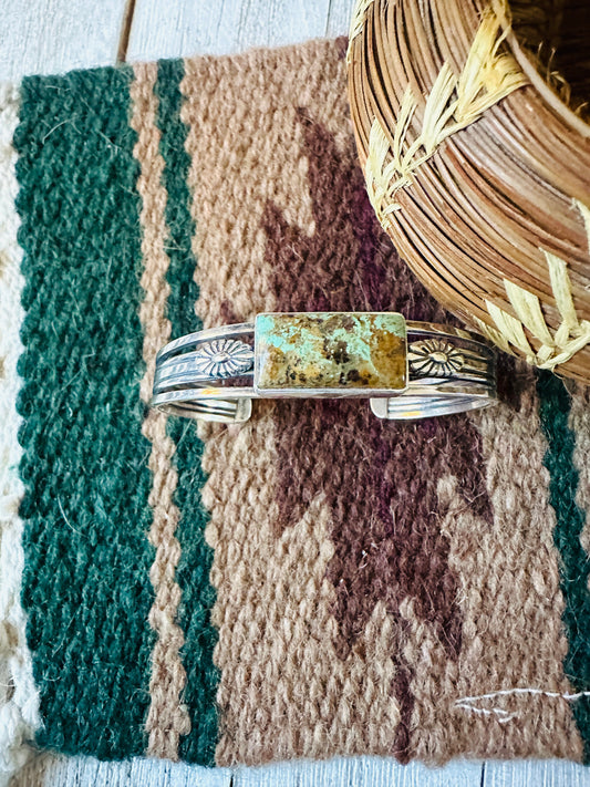 Handcrafted Royston Turquoise & Sterling Silver Cuff Bracelet