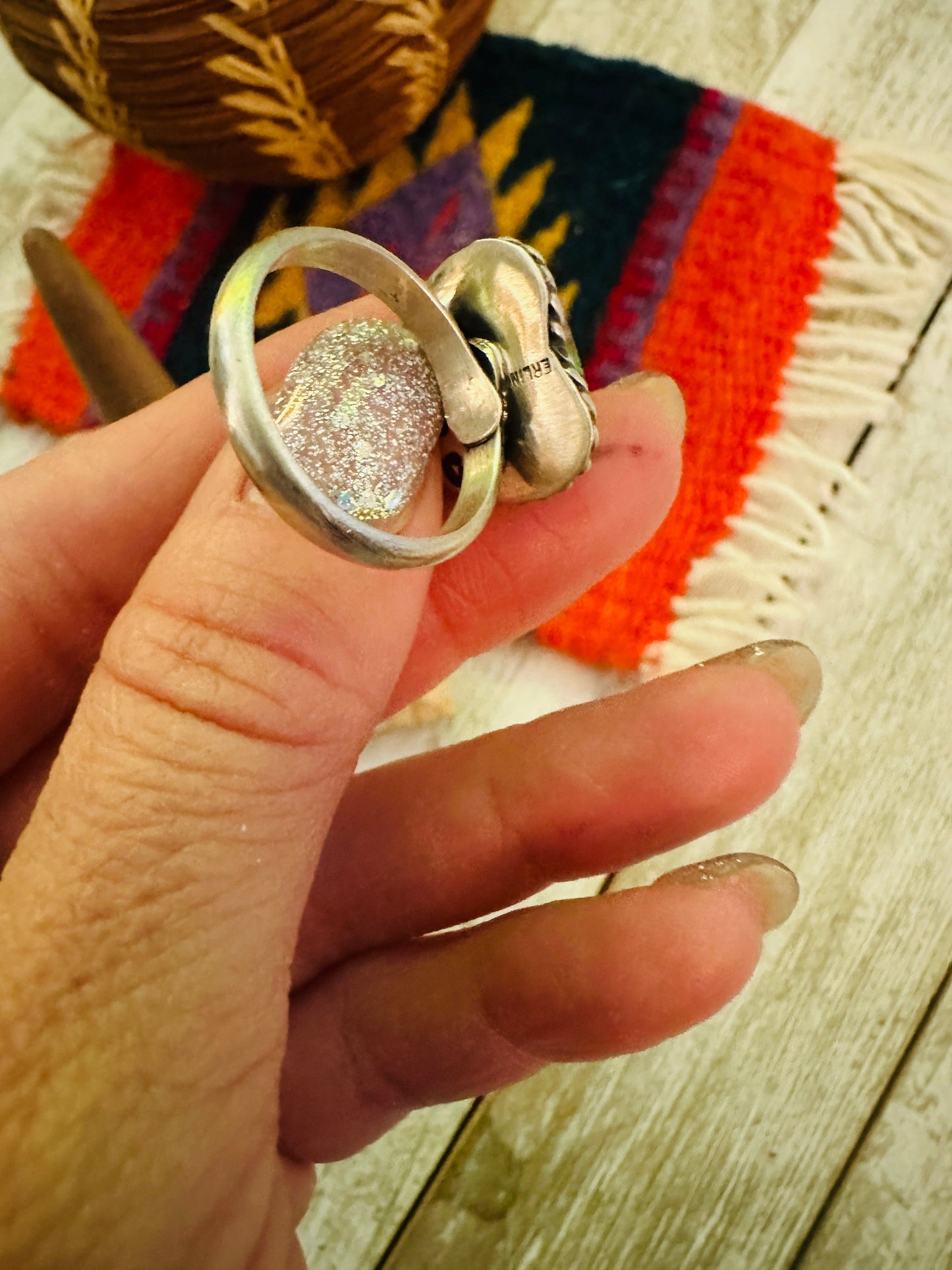 Handcrafted Sterling Silver & Turquoise Adjustable Heart Ring