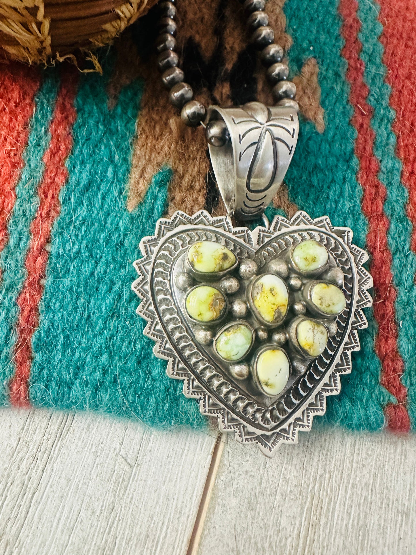 Handcrafted Palomino Turquoise & Sterling Silver Heart Pendant