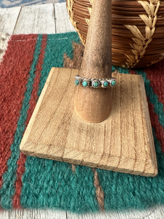 Handcrafted Sterling Silver & Turquoise Twisted Band Ring