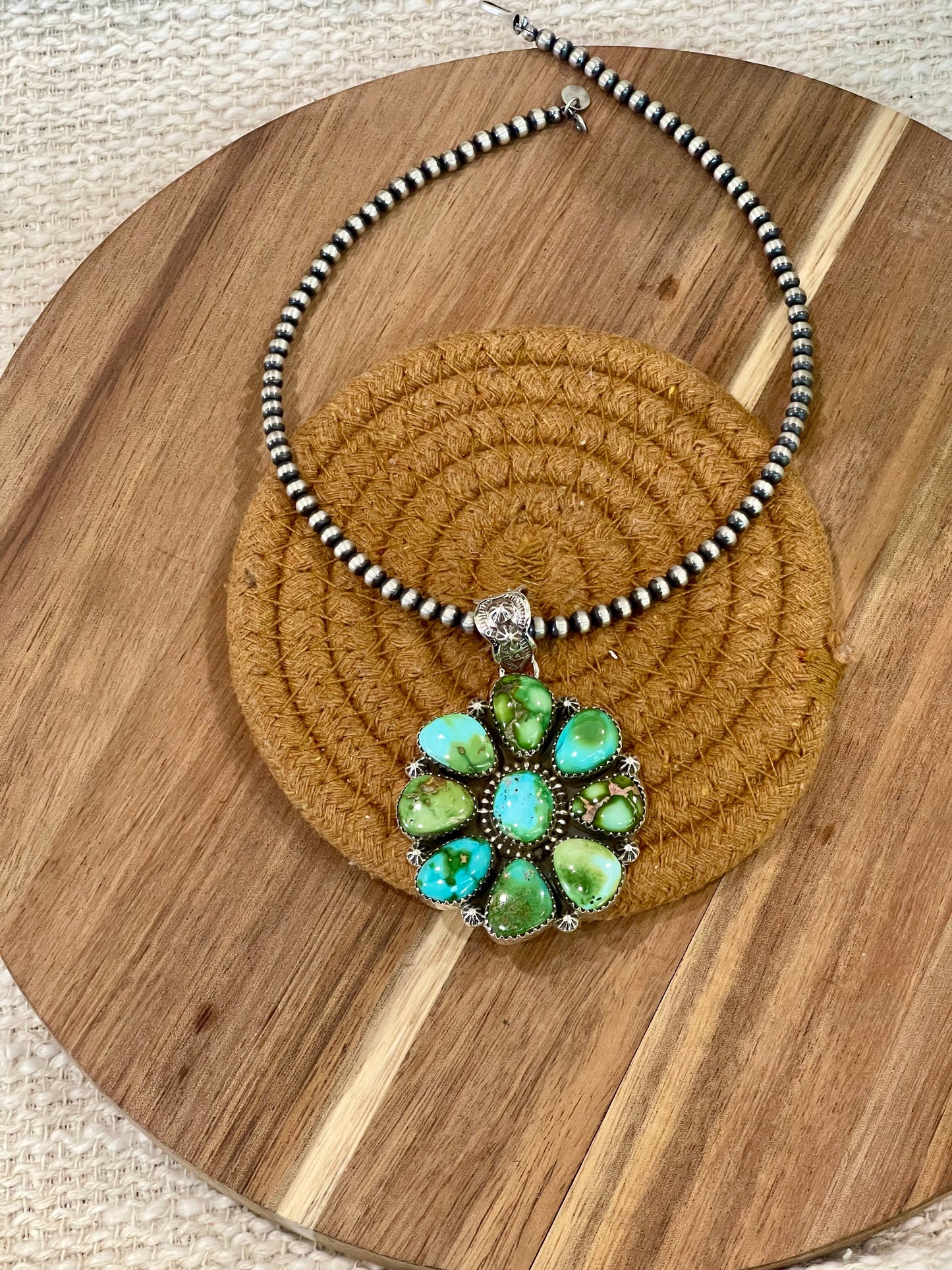 Handmade Sterling Silver & Sonoran Mountain Turquoise Cluster Pendant