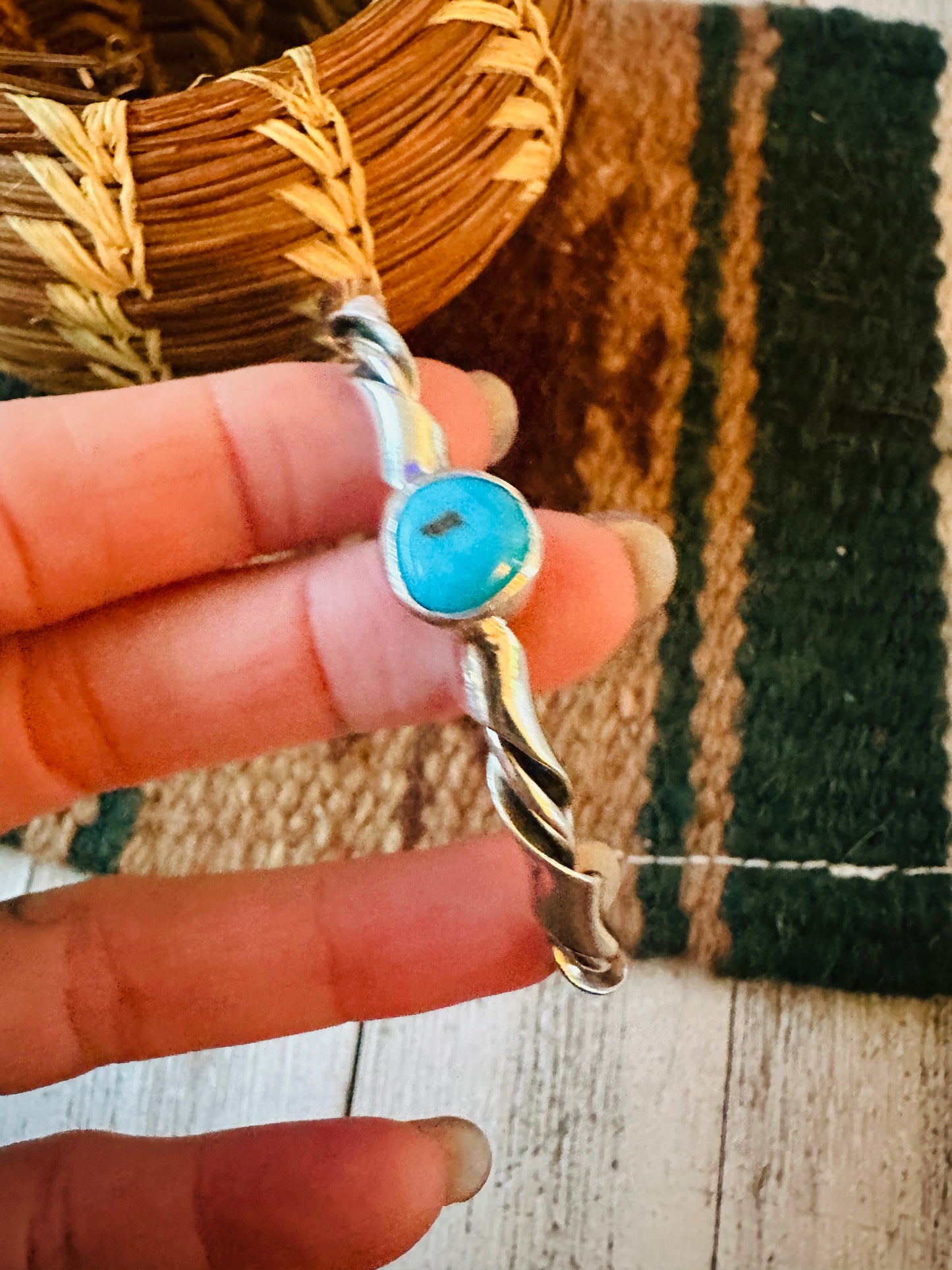 Handcrafted Turquoise & Twisted Sterling Silver Cuff Bracelet
