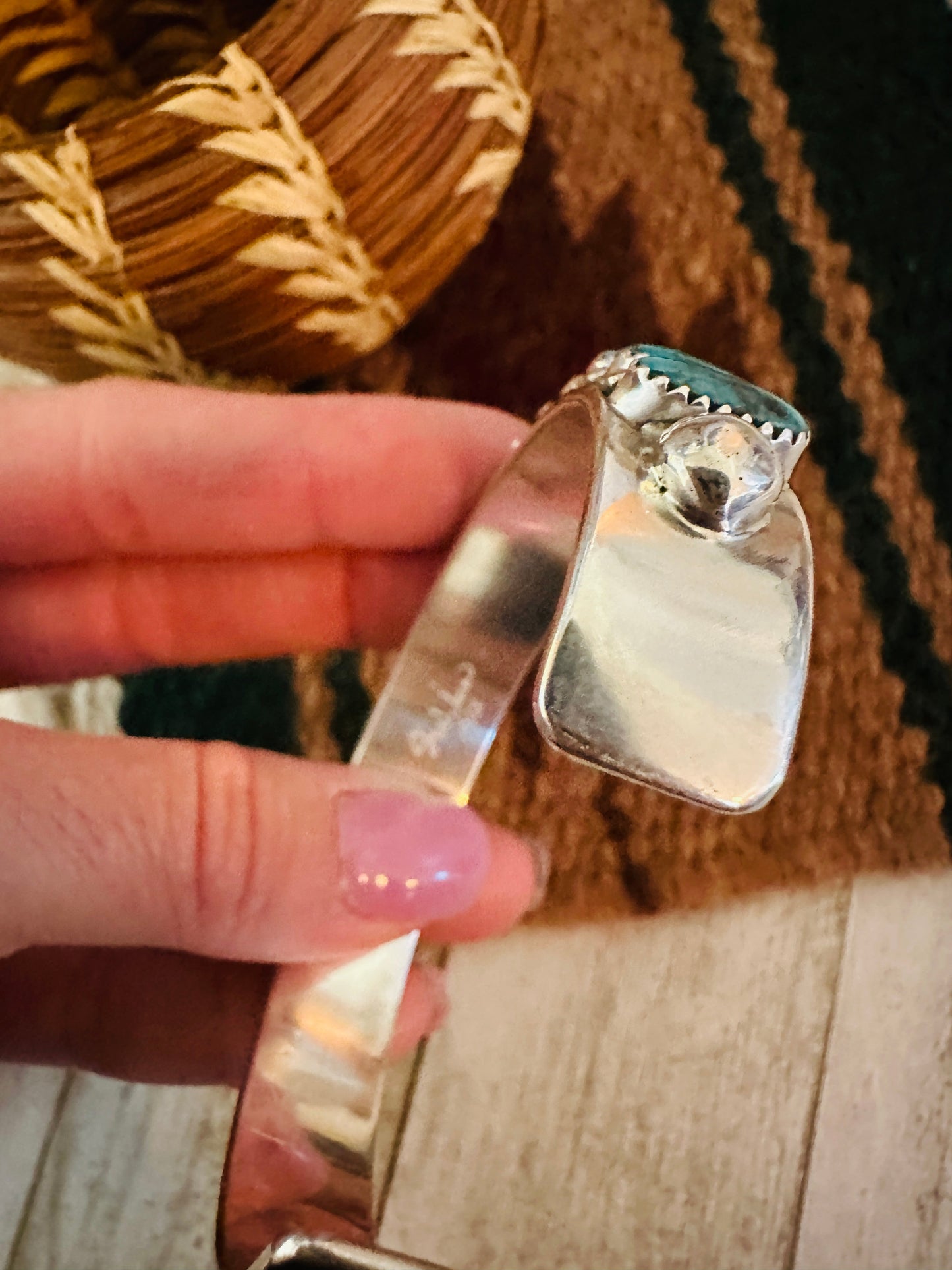 Kingman Turquoise & Sterling Silver Cuff Bracelet /