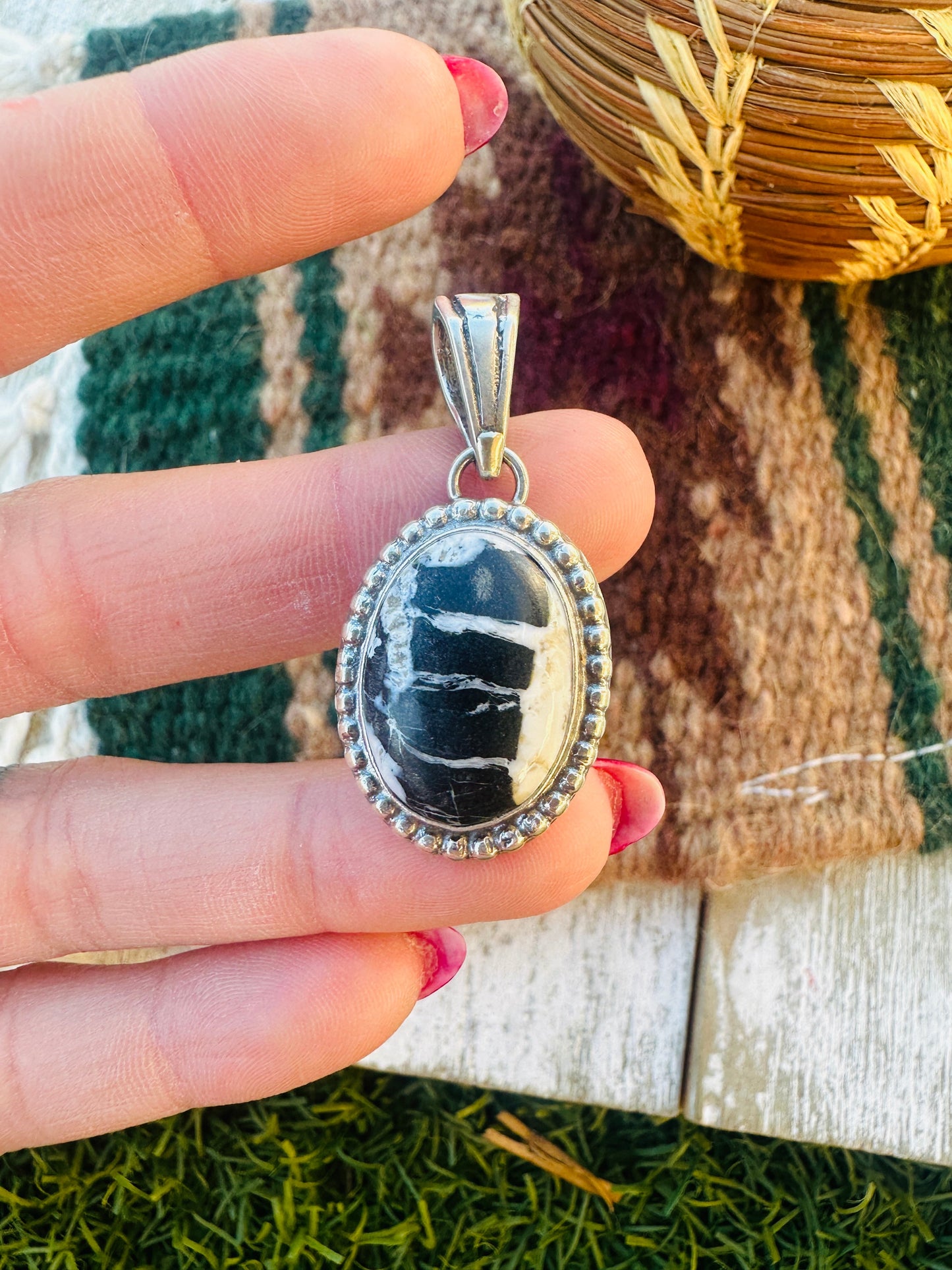 Handcrafted Sterling Silver & White Buffalo Pendant