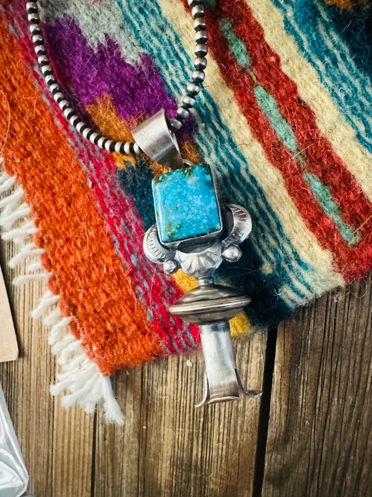 Handcrafted Sterling Silver & Turquoise Blossom Pendant
