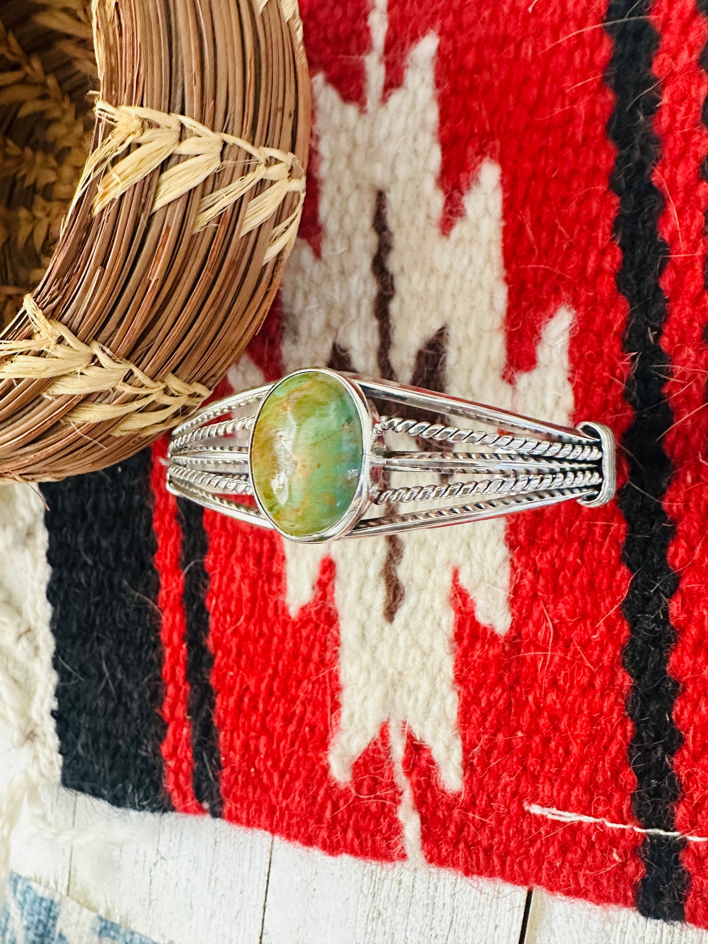 Handcrafted Royston Turquoise & Sterling Silver Cuff Bracelet