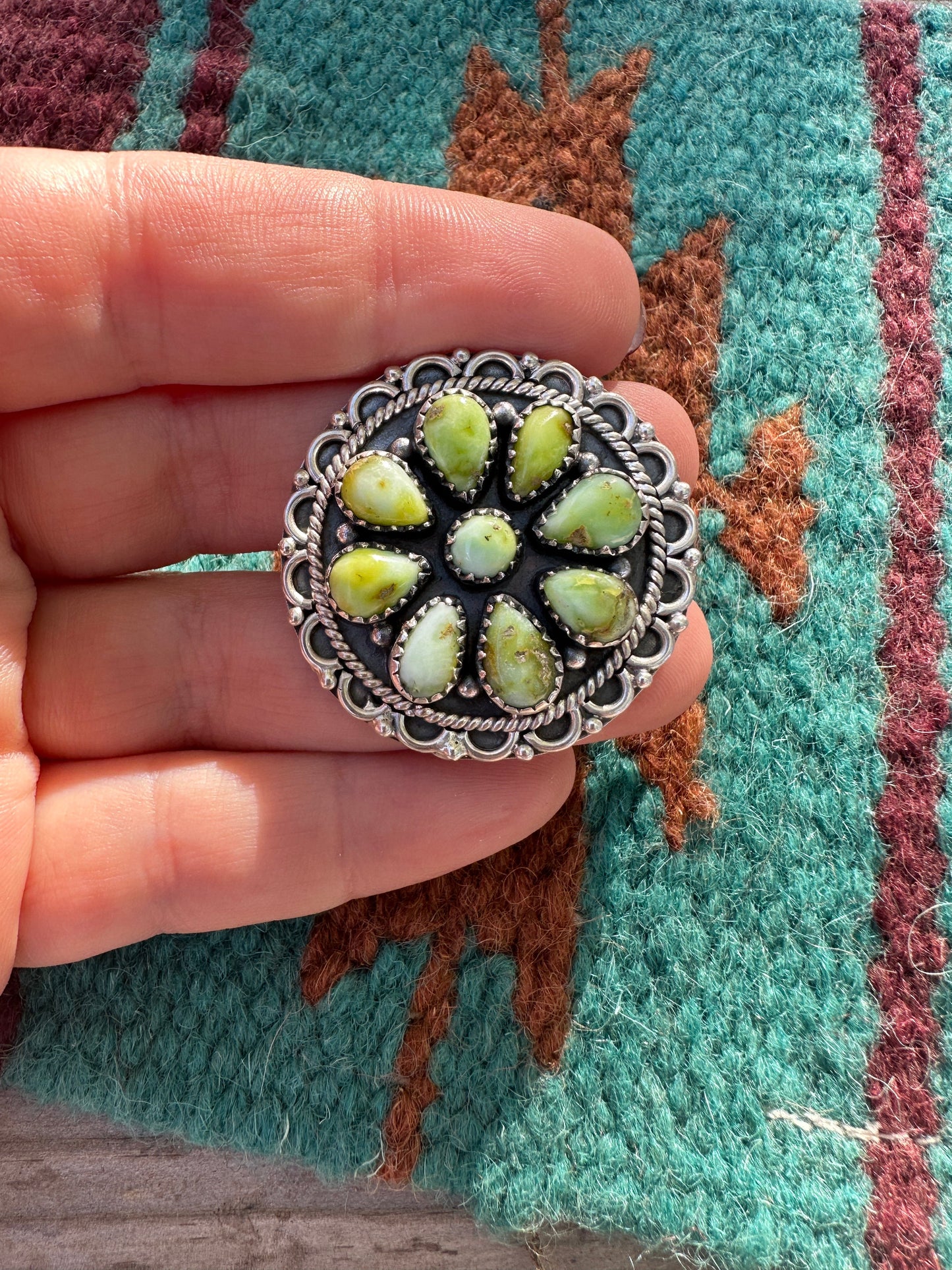 Handmade Palomino Turquoise & Sterling Adjustable Ring