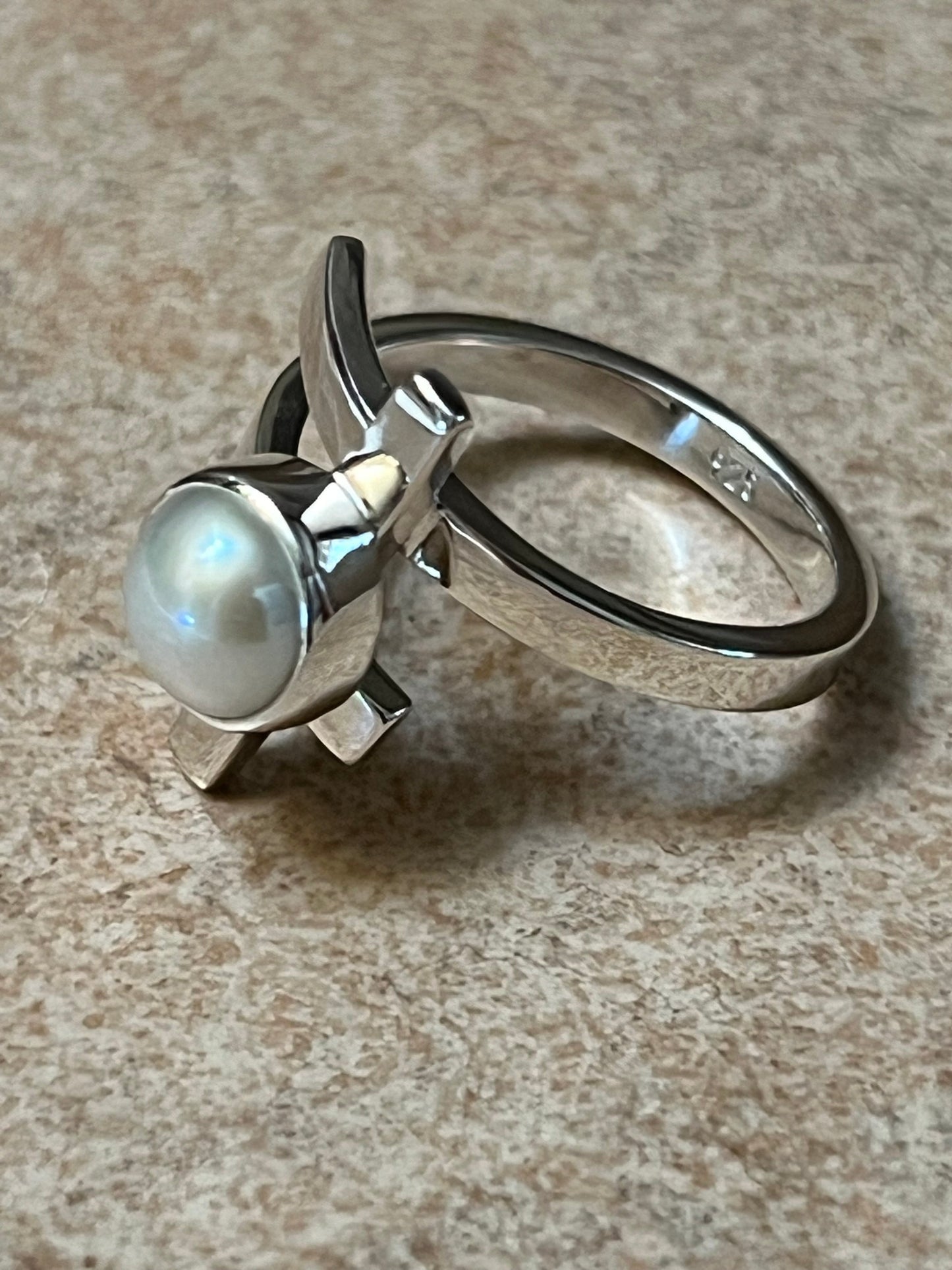 Wrap Sterling Silver Ring w/ Pearl Center