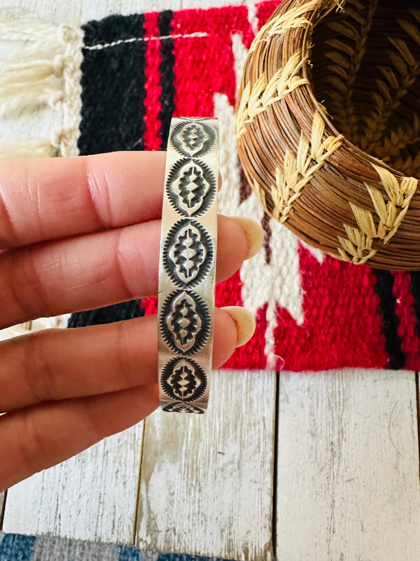 Handcrafted & Hand Stamped Sterling Silver Cuff Bracelet