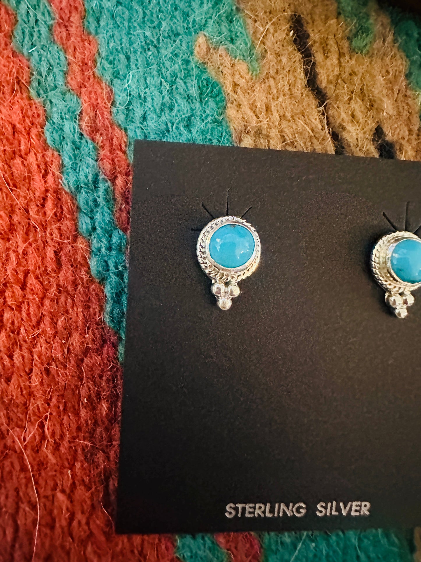 Navajo Sterling Silver & Turquoise Stud Earrings