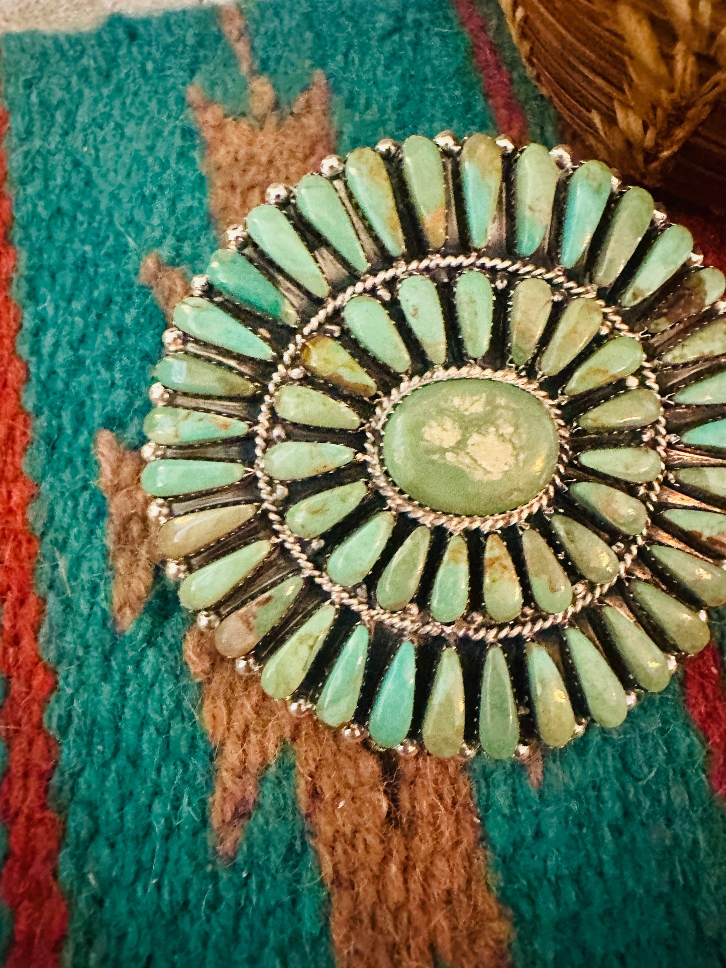 Handcrafted Turquoise & Sterling Silver Cluster Hair Barrette
