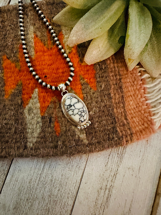 Handcrafted Howlite & Sterling Silver Pendant