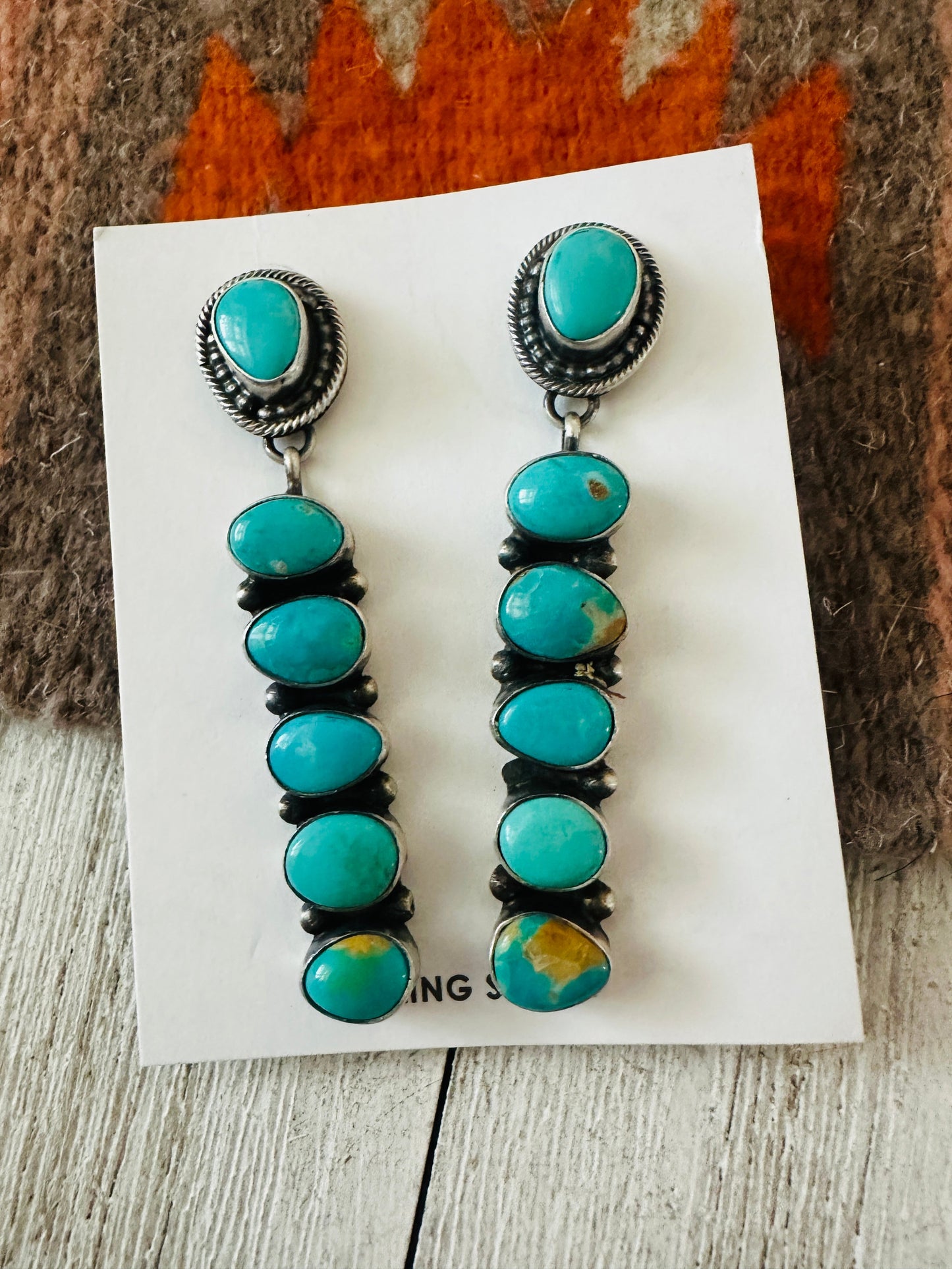 Handcrafted Turquoise & Sterling Silver Dangle Earrings