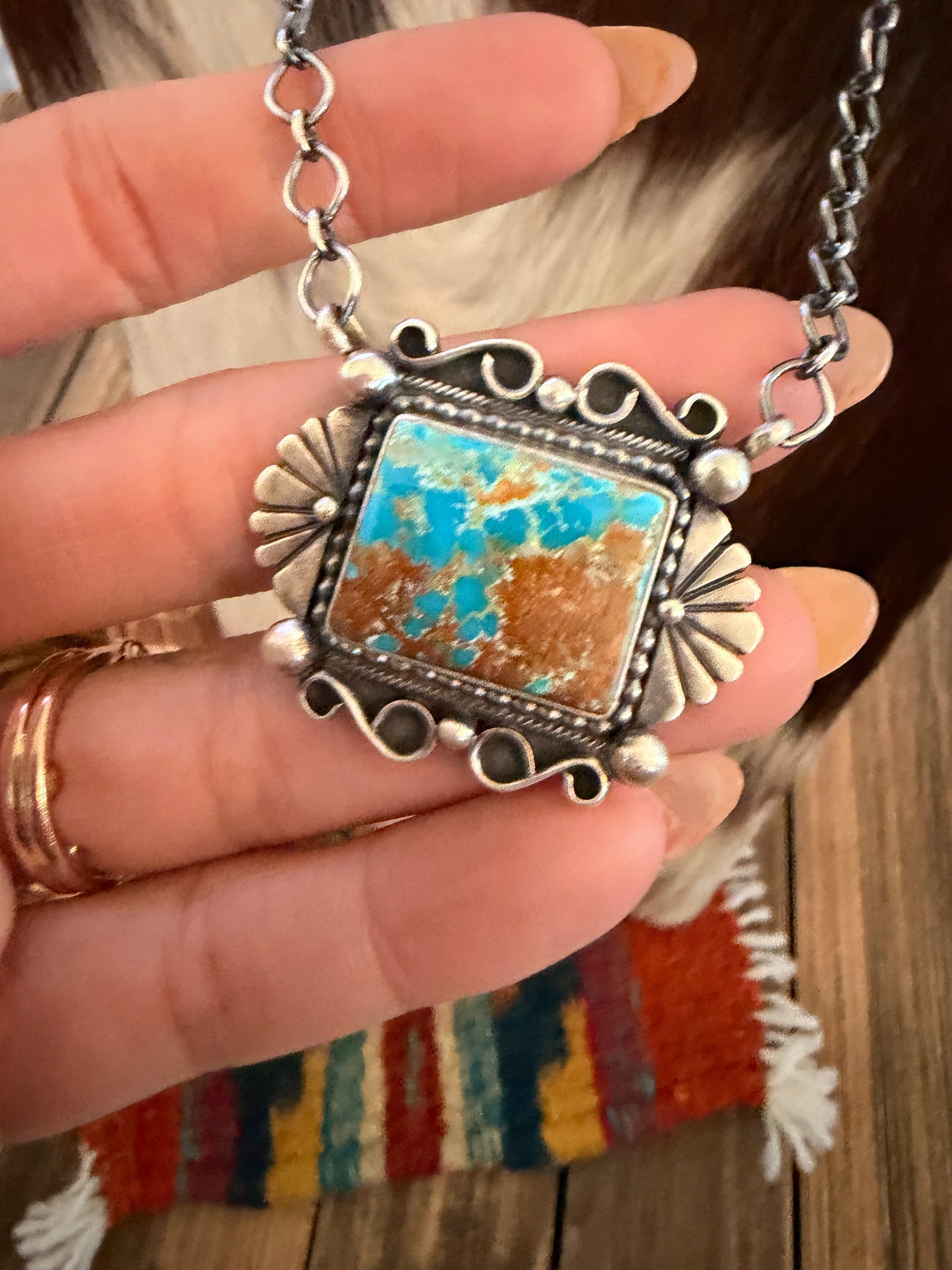 Handcrafted Royston Turquoise & Sterling Silver Necklace by Daniel Benally