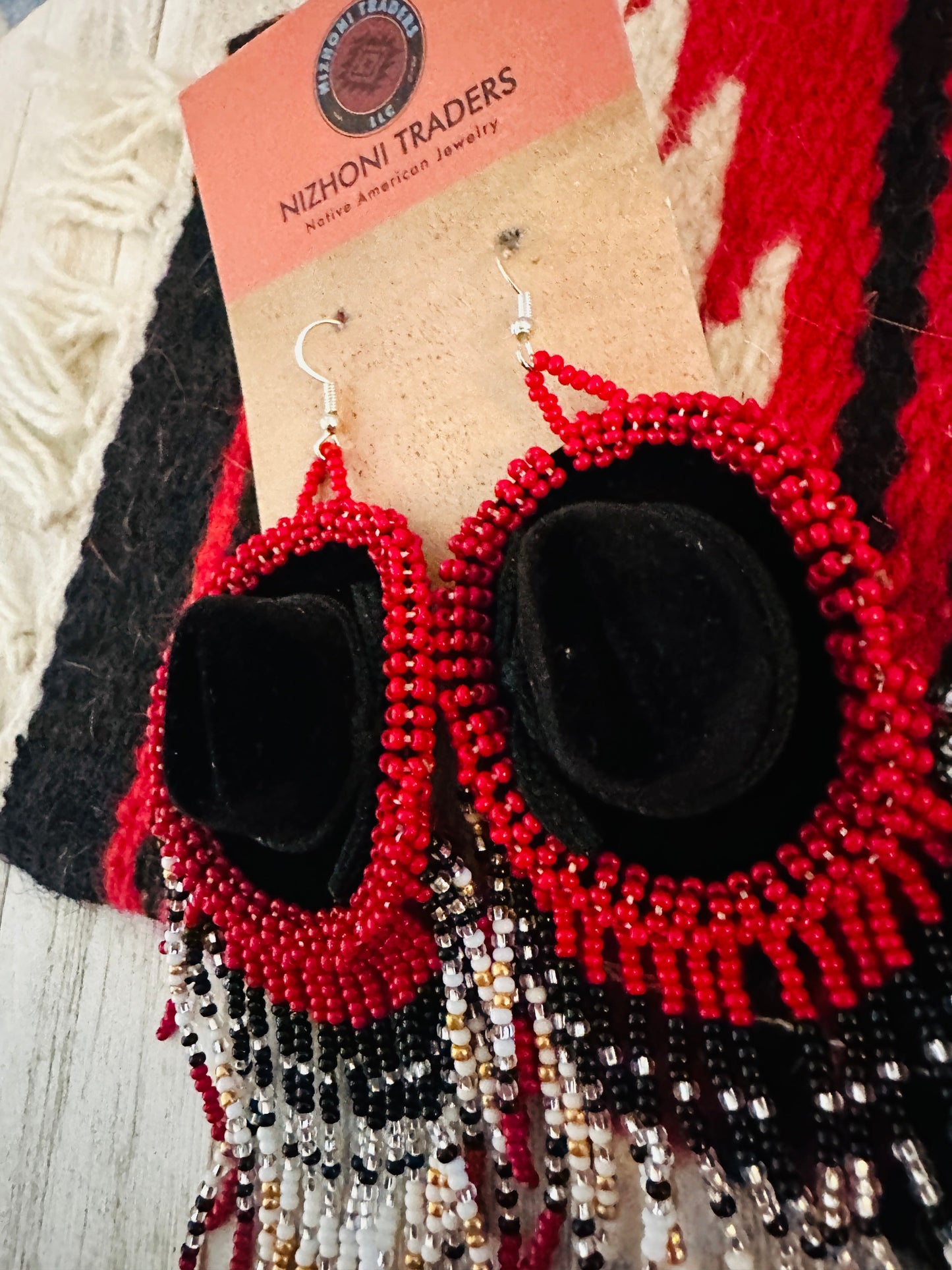 Handcrafted Beaded Cowboy Hat Dangle Earrings