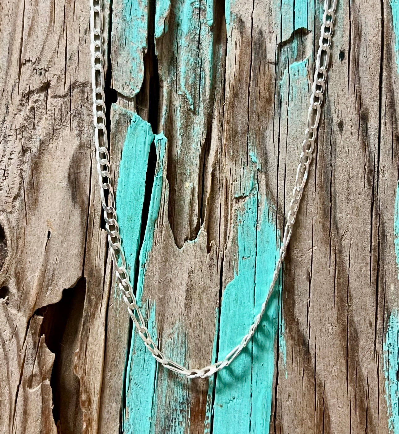 Figaro Sterling Silver Chain Necklace 16”