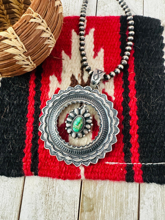 Handcrafted Sterling Silver & Sonoran Gold Turquoise Pendant by Kevin Billah