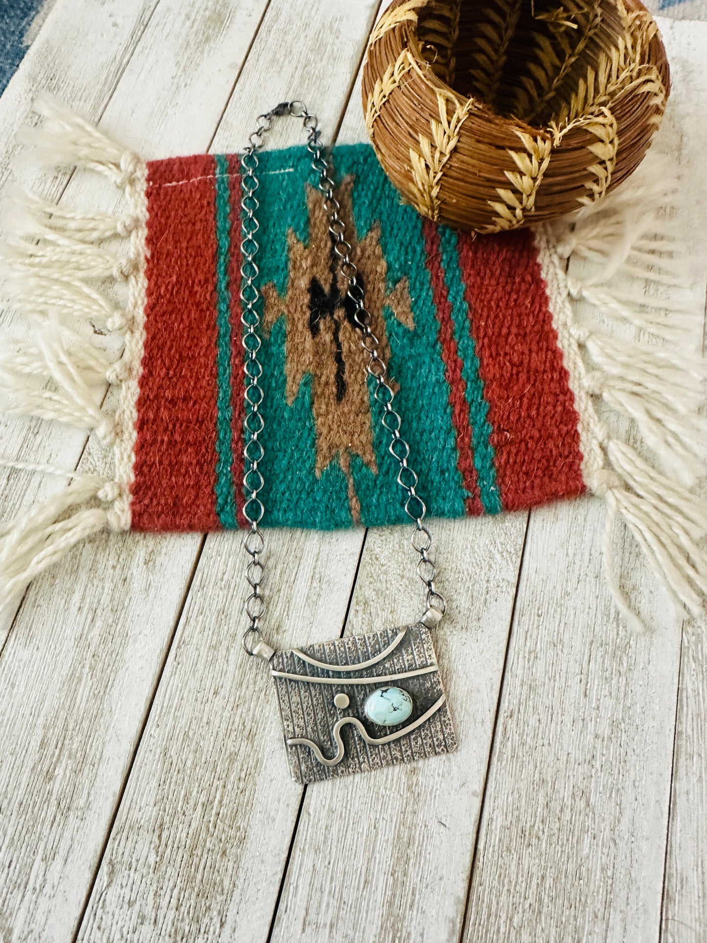 Handcrafted Sterling Silver & Golden Hills Turquoise Abstract Necklace