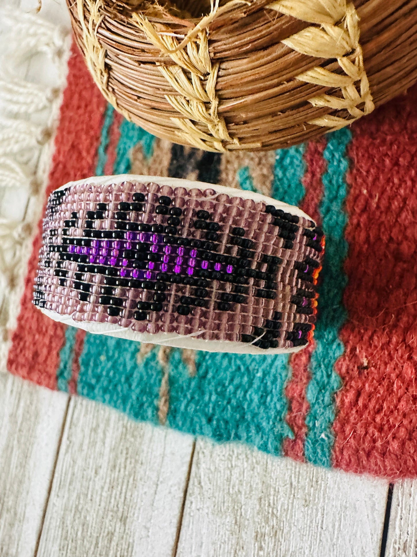 Handcrafted Made Beaded Leather Bracelet