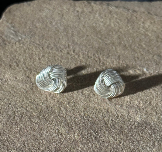 Spun Knot Sterling Silver Earrings