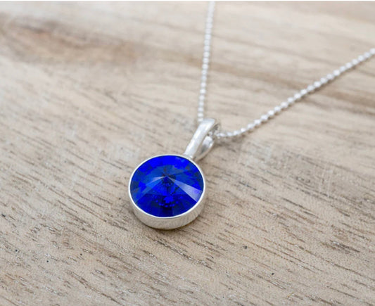 Dark Blue Crystal Pendant Necklace