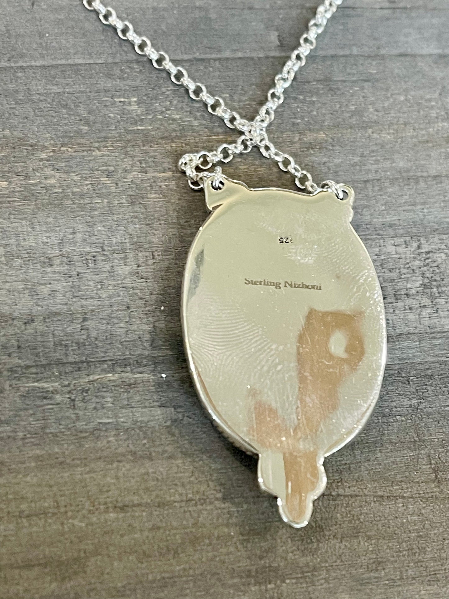 Beautiful Handmade Peacock Dahlia Oval Necklace