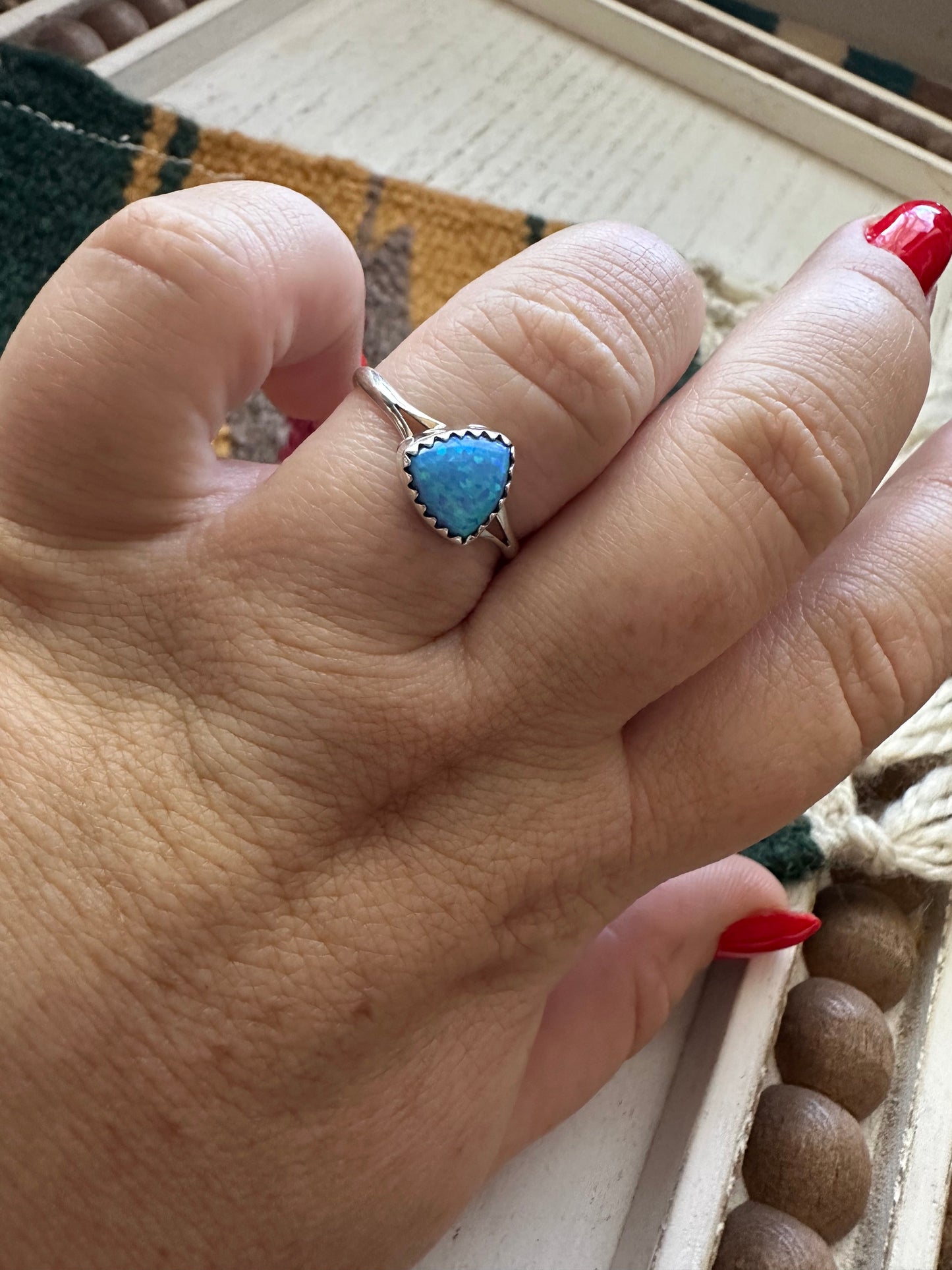 Handcrafted Sterling Silver & Blue Fire Opal Ring