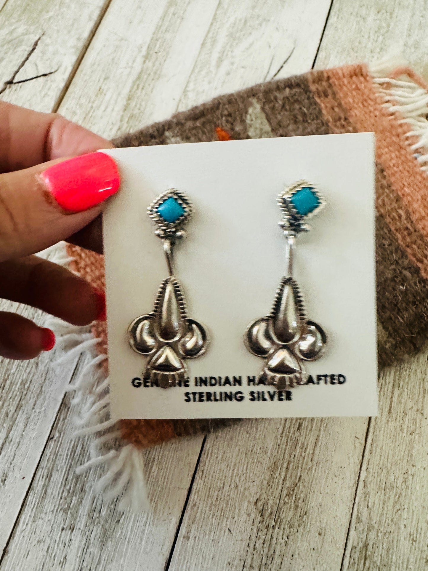 Handcrafted Turquoise & Sterling Silver Dangle Earrings