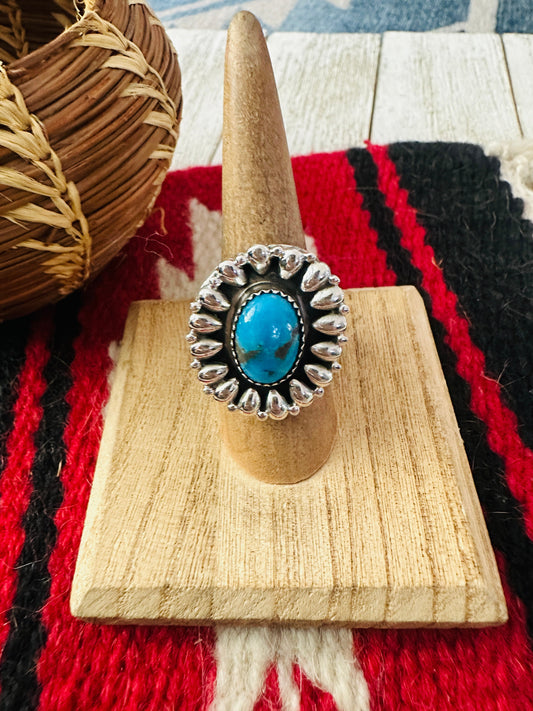Handcrafted Sterling Silver & Turquoise Adjustable Ring