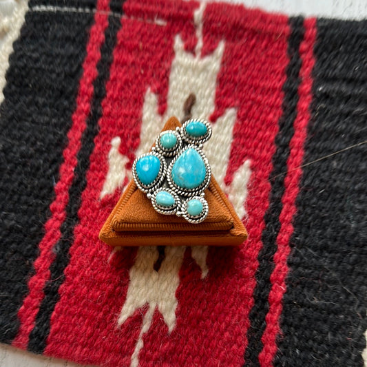 Beautiful Handmade Turquoise And Sterling Silver Adjustable Ring Signed Nizhoni