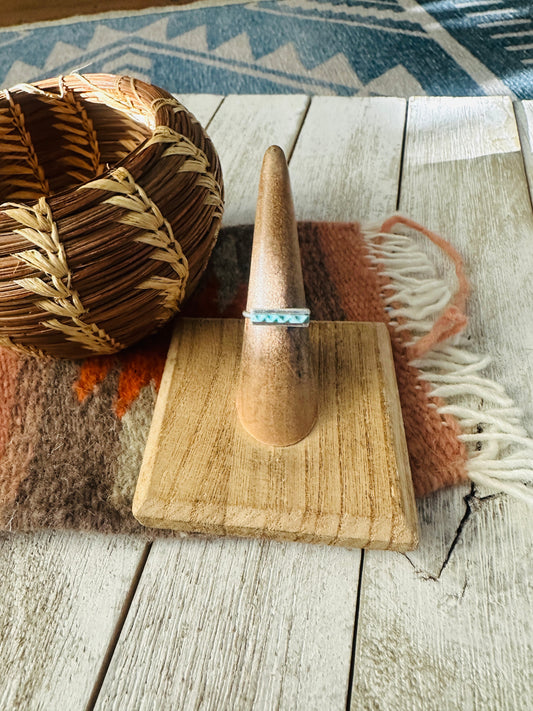 Handcrafted Turquoise & Sterling Silver Bar Band Ring
