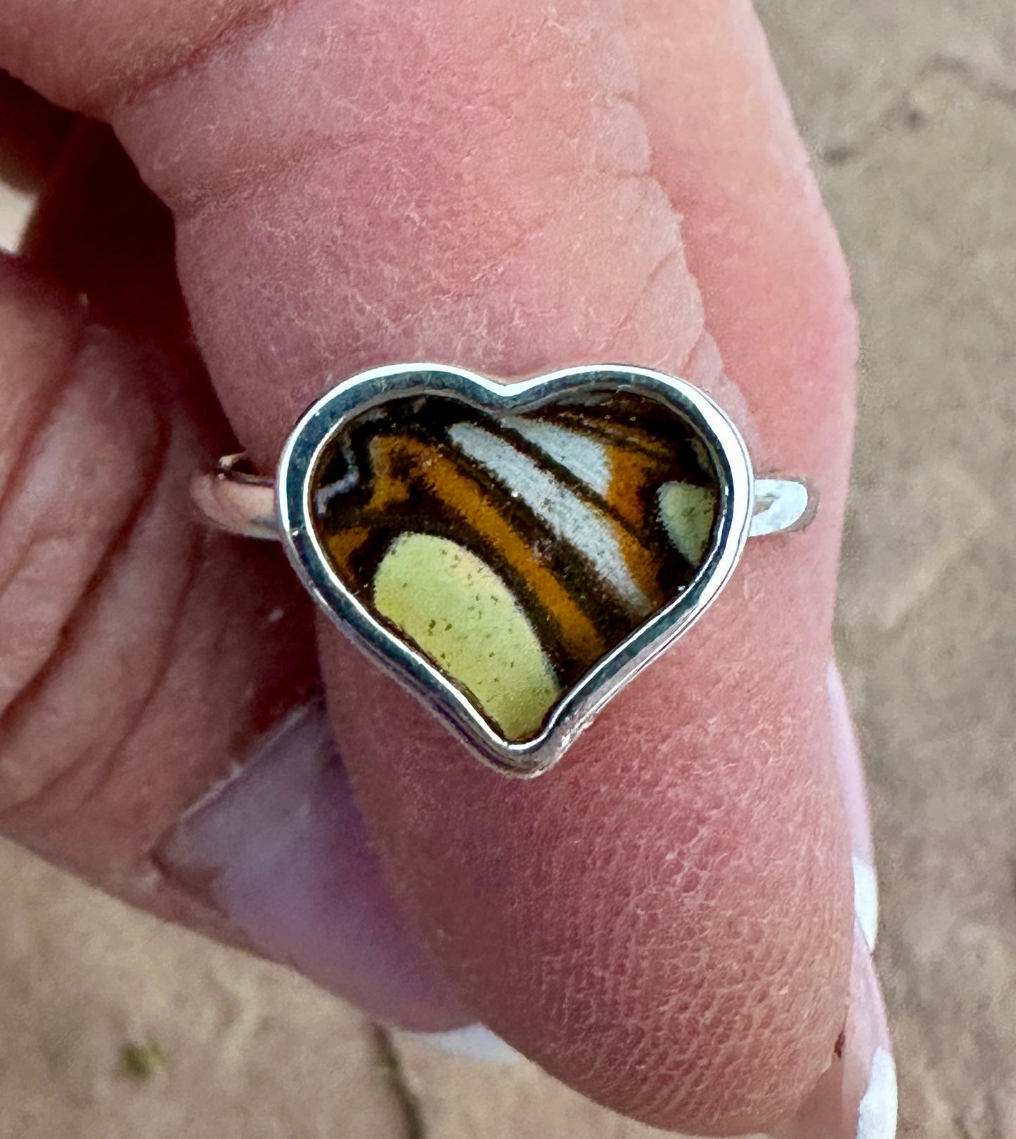 Malachite Butterfly Sterling Silver Ring Size 8