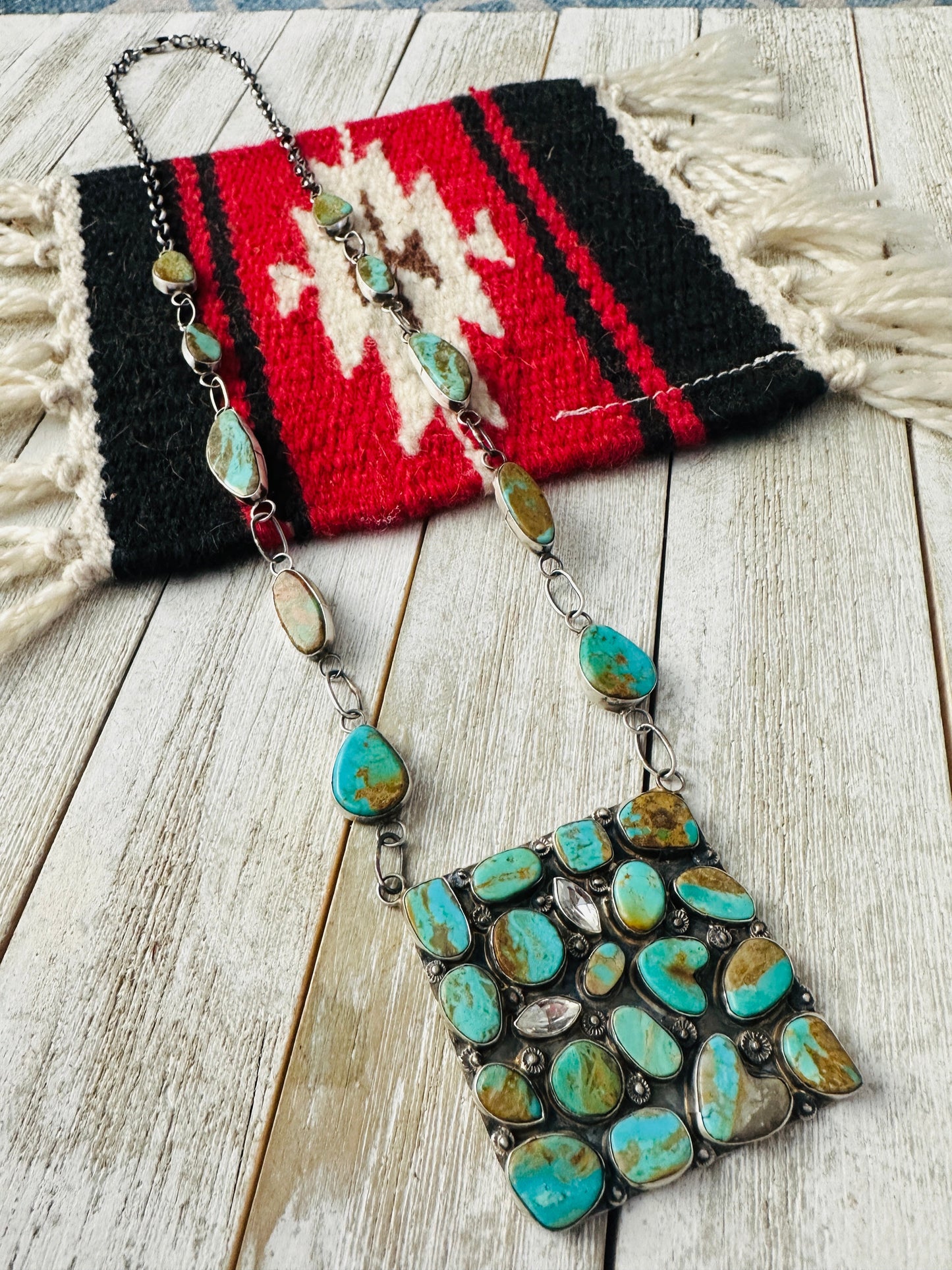 Handcrafted Sterling Silver & Royston Turquoise Necklace by Jacqueline Silver