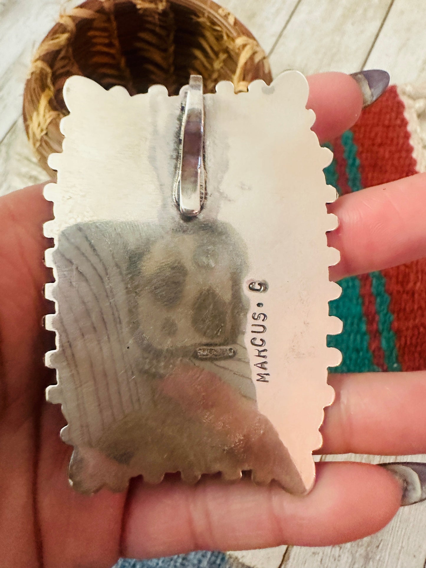 Handcrafted Turquoise &  Sterling Silver Pendant by Marcus Chavez