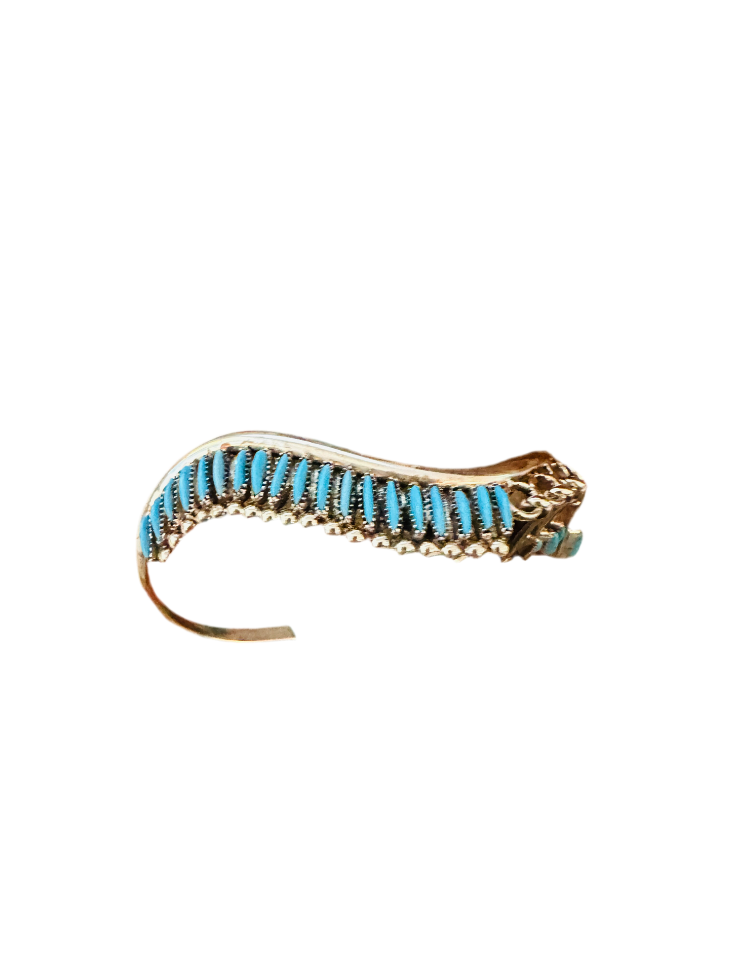 Handcrafted Sterling Silver & Turquoise Needlepoint Cuff Bracelet