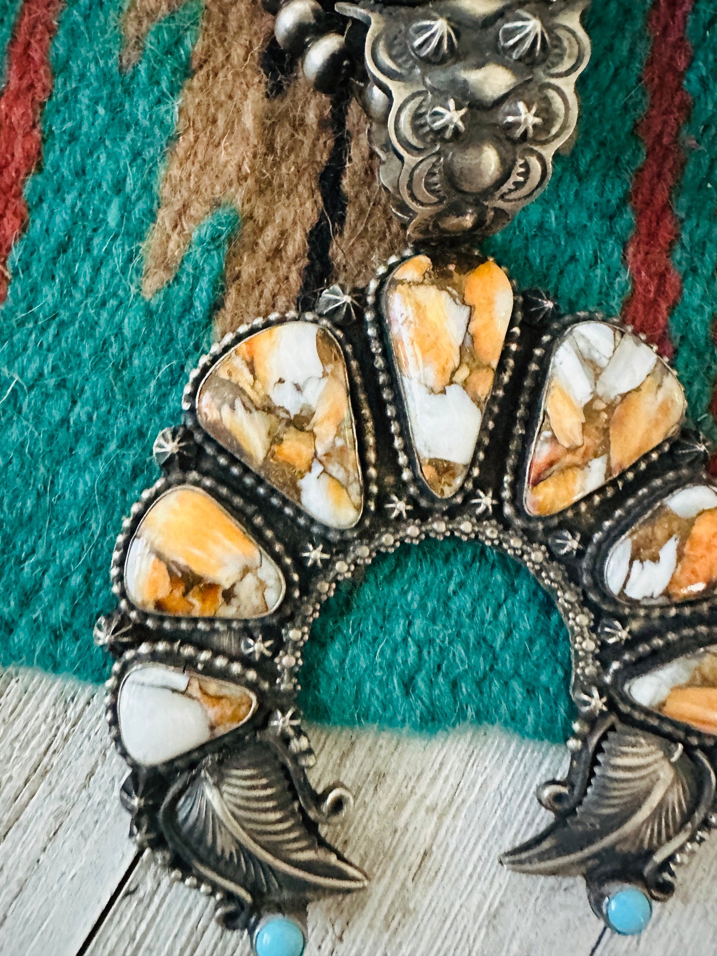 Handcrafted Sterling Silver, Spice & Turquoise Naja Pendant by Shawn Cayatineto