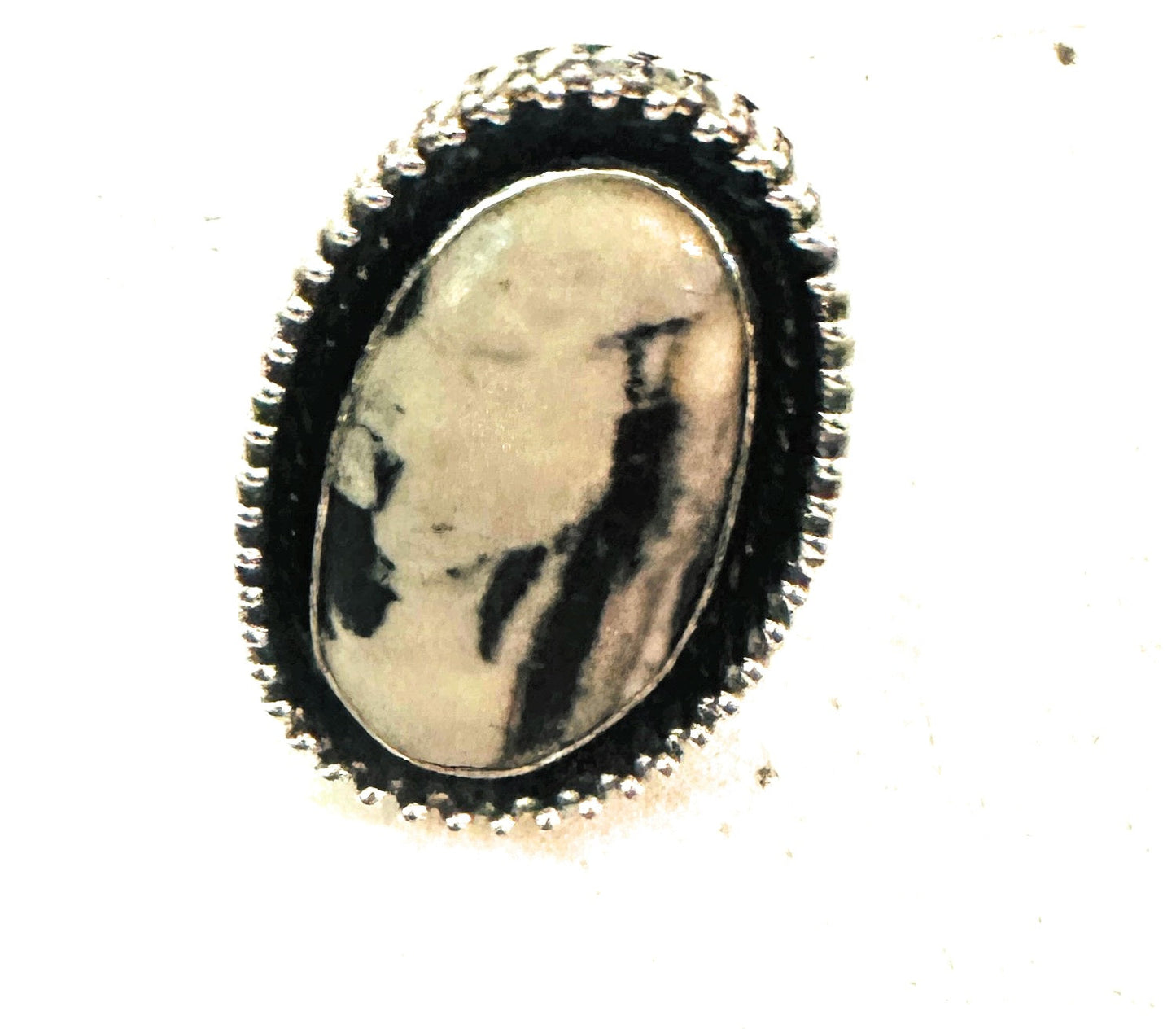 Handcrafted Sterling Silver And White Buffalo Adjustable Ring